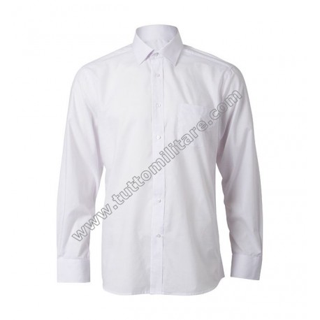 Camicia Bianca Manica Lunga Misto Cotone Polizia Marina Militare Carabinieri Polizia Locale