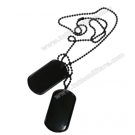 Piastrine Militari Nere con Catenine in Metallo Nero