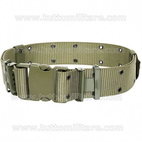 Cinturone Verde Oliva Fibbia Verde 3 Punte Sgancio Rapido